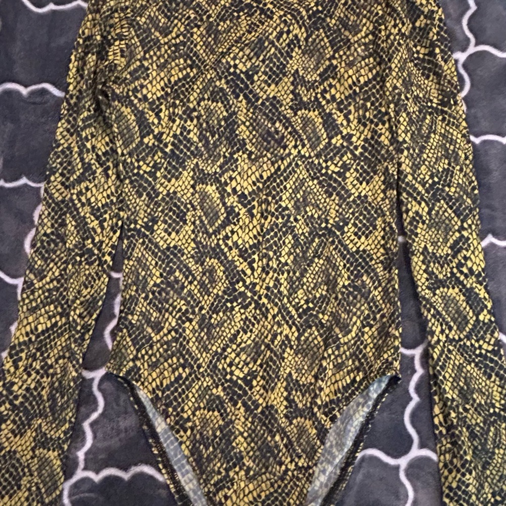 H&M Snake Print Bodysuit - Yellow and Black